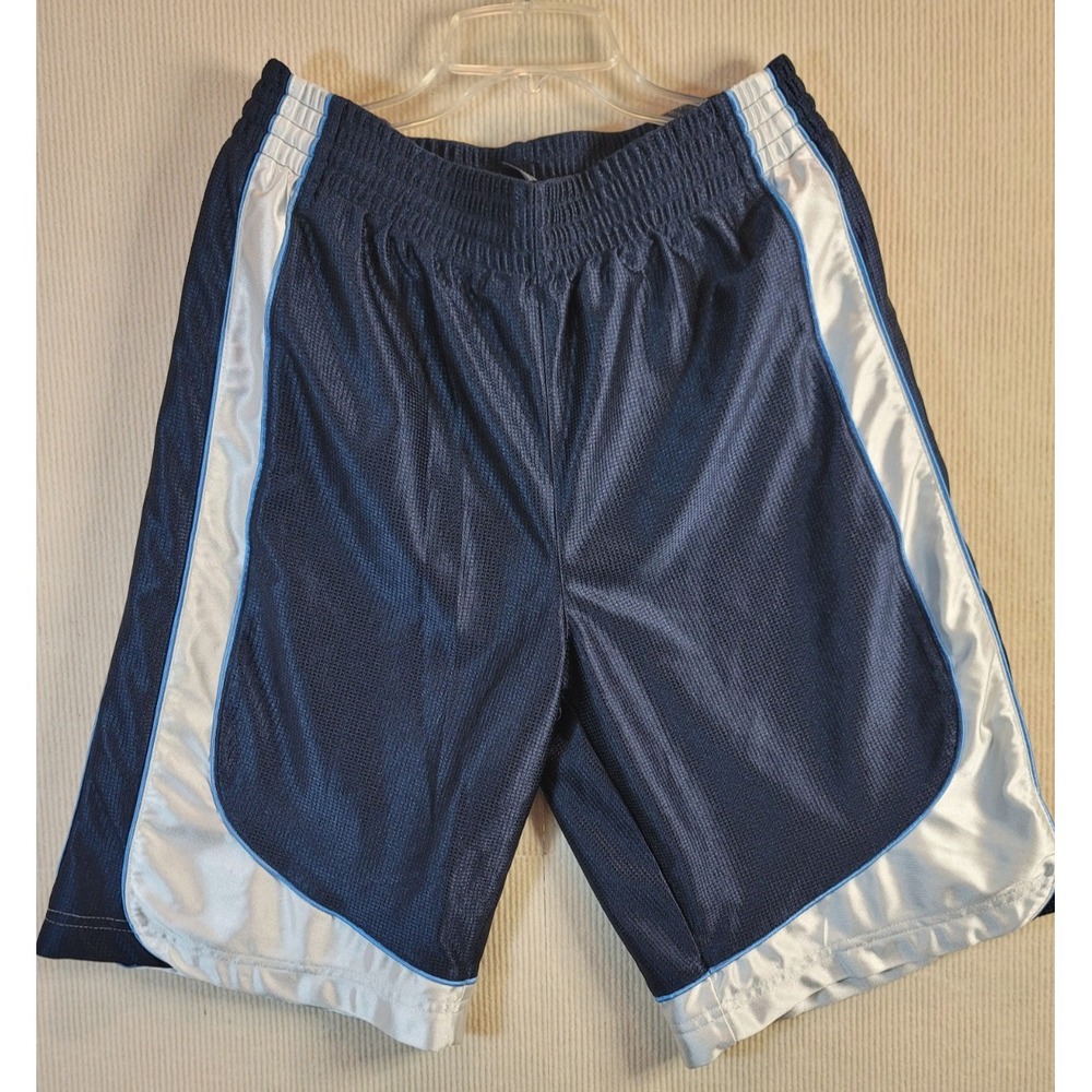 Y2K Champs Dazzle Basketball Shorts Long Blue with Silver trim Medium